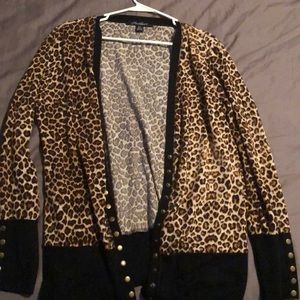 Leopard print snap cardigan